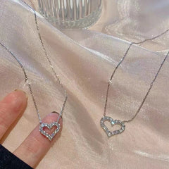 Heart Shaped Pendant Necklace for Girls with Sparkling Hollow Design