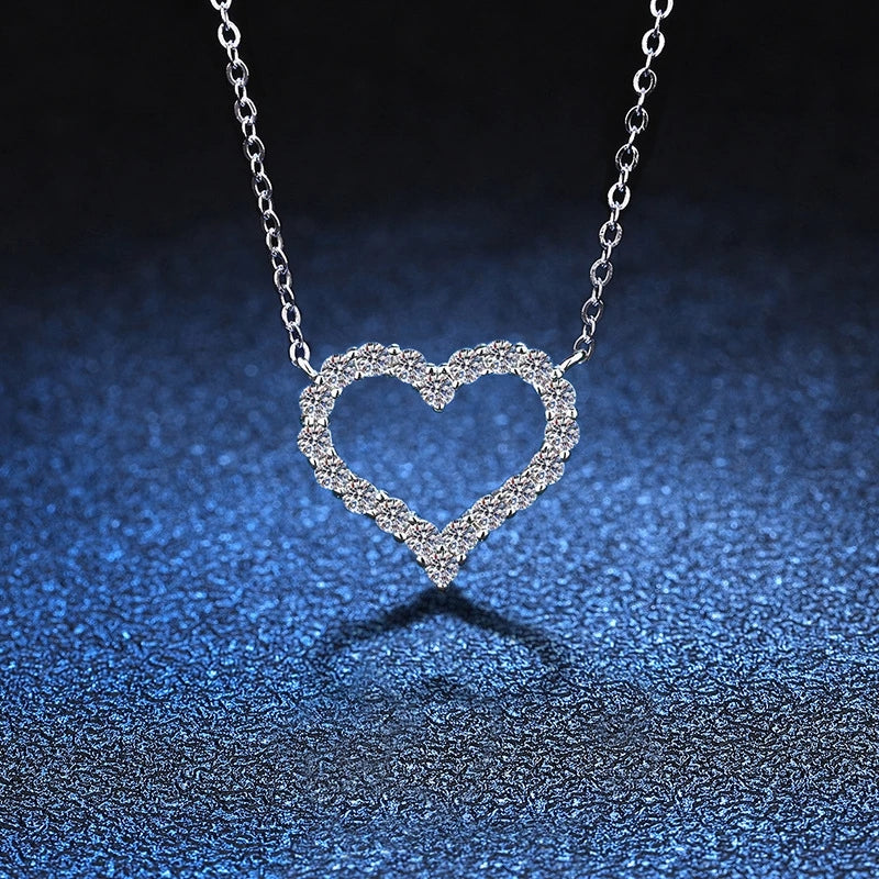 Heart Shaped Pendant Necklace for Girls with Sparkling Hollow Design