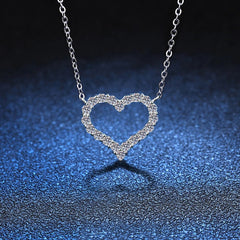 Heart Shaped Pendant Necklace for Girls with Sparkling Hollow Design