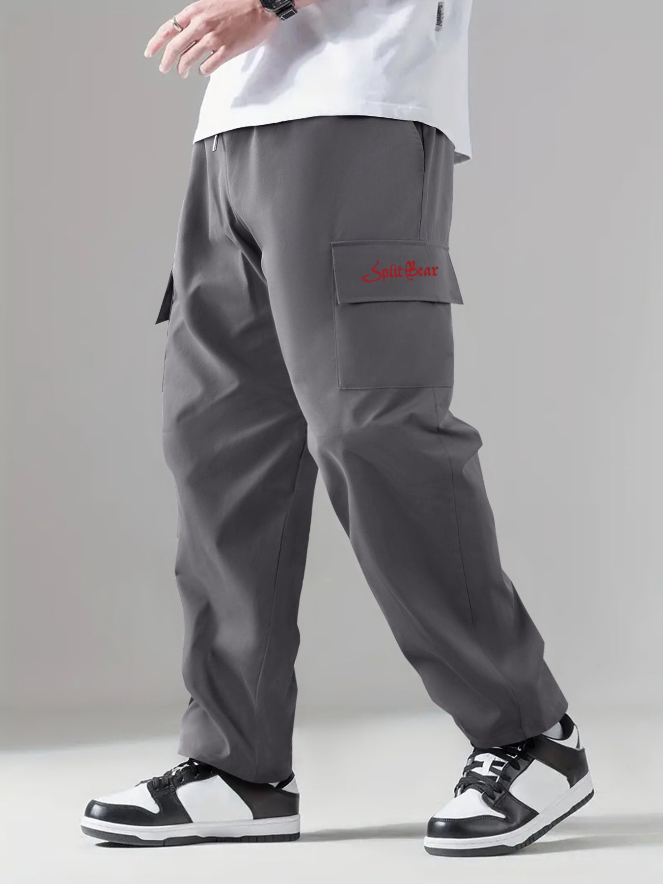 Flap Pocket Cargo Pants Men's Loose Casual Trousers