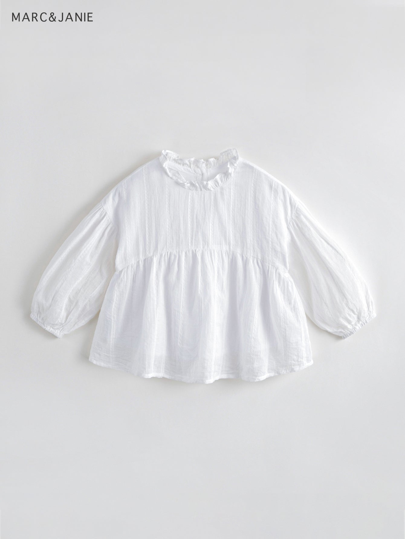 MARC&JANIE Girls Cotton Peplum Blouse Ruffle Collar Shirt