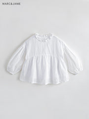 MARC&JANIE Girls Cotton Peplum Blouse Ruffle Collar Shirt