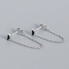 S925 Sterling Silver Tassel Chain Stud Earrings for Girls