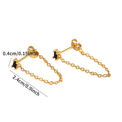 S925 Sterling Silver Tassel Chain Stud Earrings for Girls