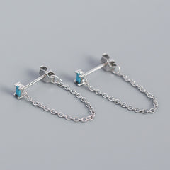 S925 Sterling Silver Tassel Chain Stud Earrings for Girls