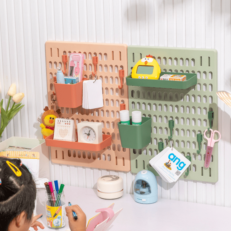 DIY Hole Board Wall Shelf Hooks Self-Adhesive Storage Rack