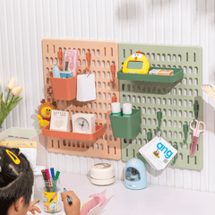 DIY Hole Board Wall Shelf Hooks Self-Adhesive Storage Rack