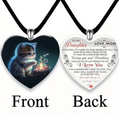 Girl's Heart Crystal Pendant Necklace Christmas Banquet Ornament