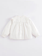 MARC&JANIE Girls Ruffle Stand Collar Cotton Shirt