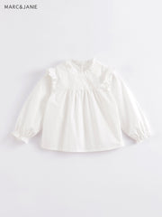 MARC&JANIE Girls Ruffle Stand Collar Cotton Shirt