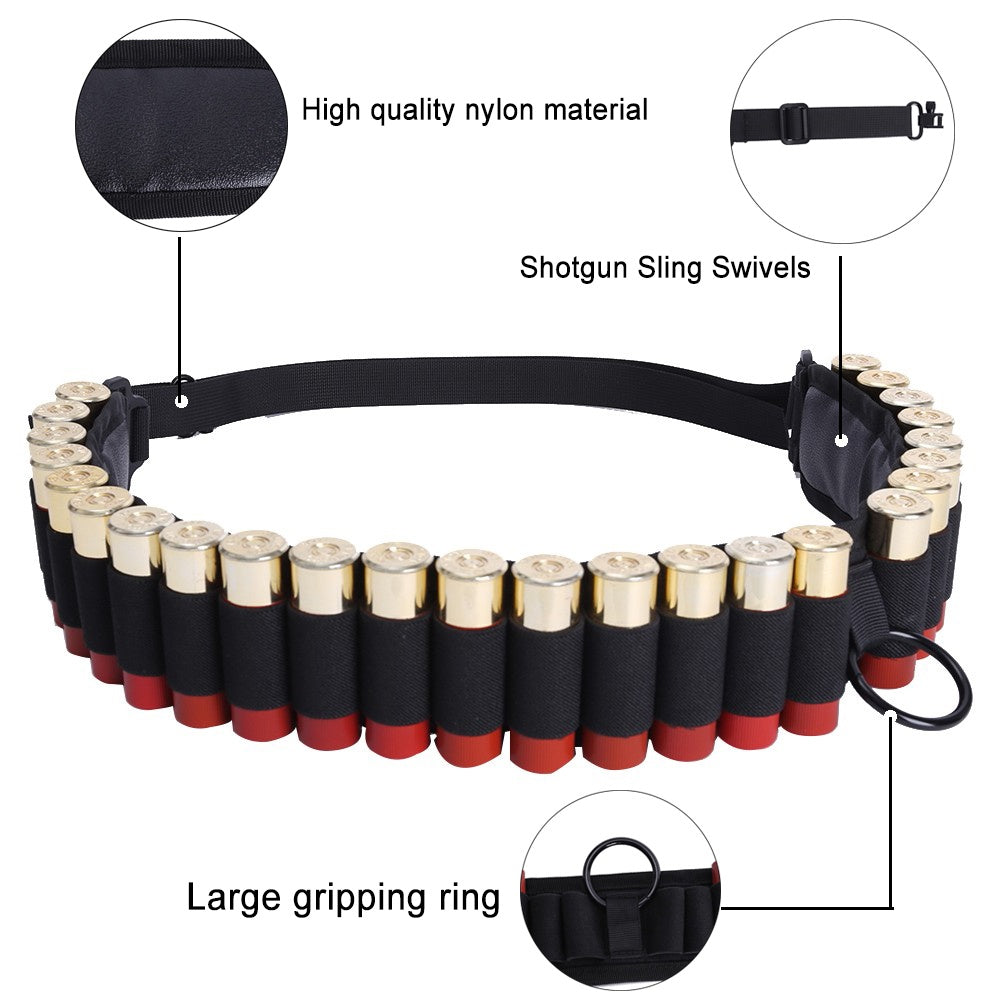 25 Rounds Shell Bandolier 12 20 Gauge Adjustable Ammo Belt