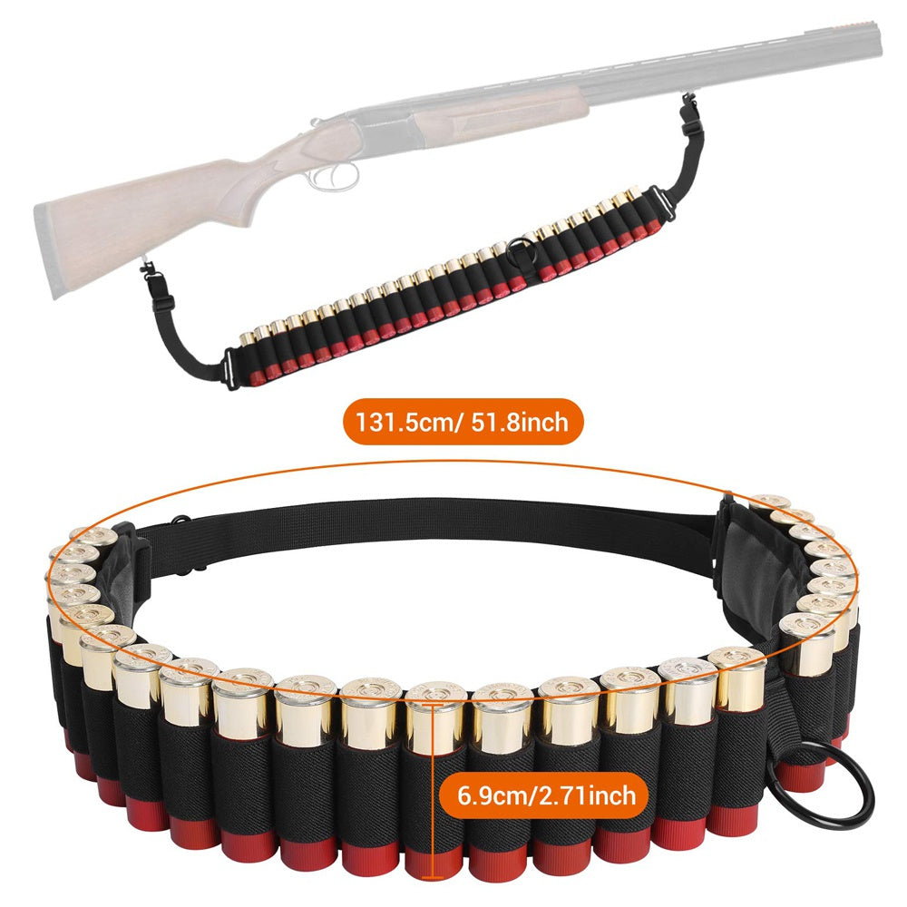 25 Rounds Shell Bandolier 12 20 Gauge Adjustable Ammo Belt