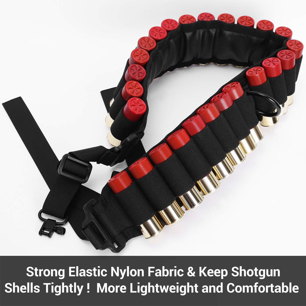 25 Rounds Shell Bandolier 12 20 Gauge Adjustable Ammo Belt