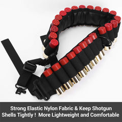 25 Rounds Shell Bandolier 12 20 Gauge Adjustable Ammo Belt