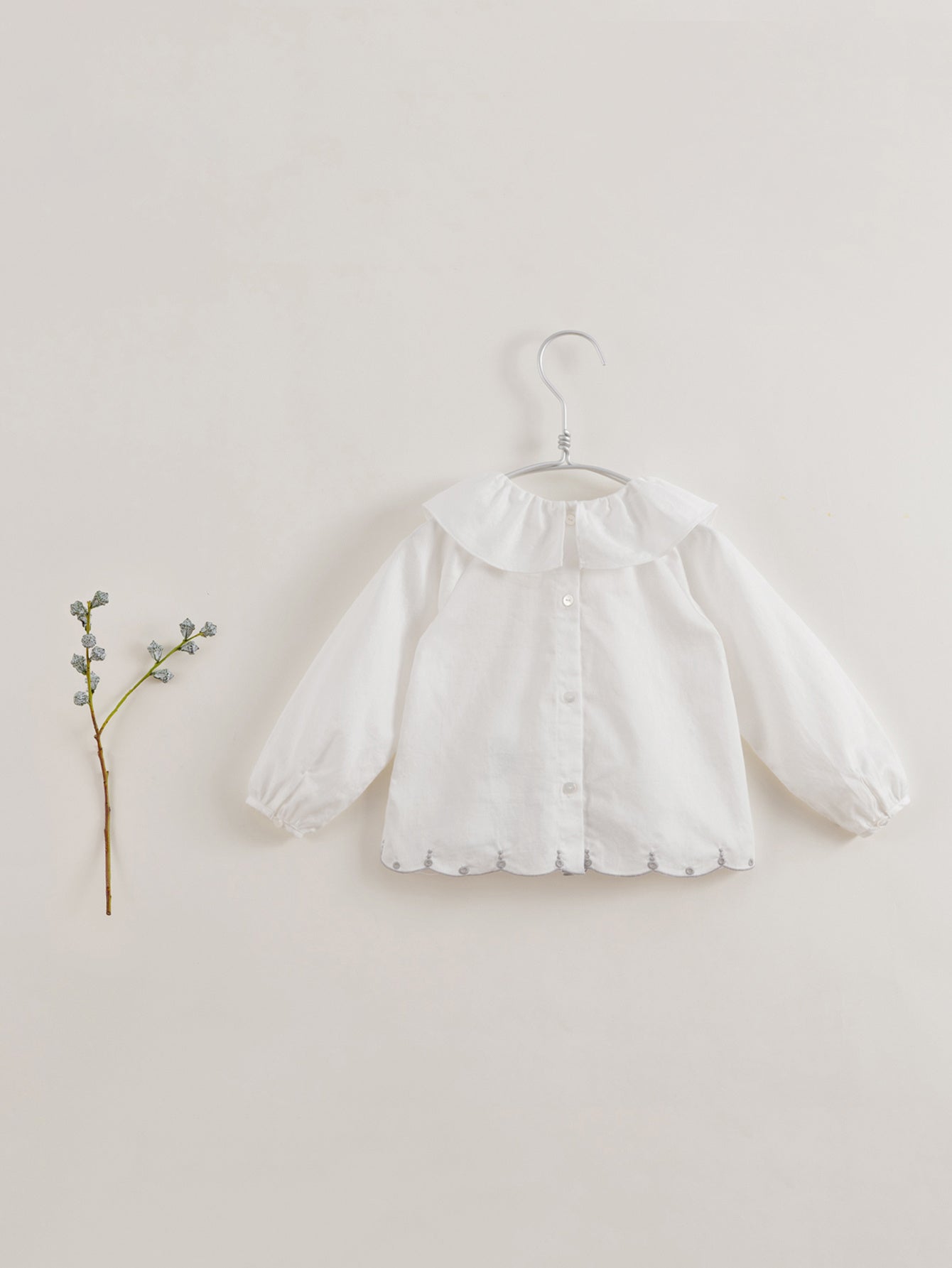 MARC&JANIE Girls Bunny Embroidery Ruffle Collar Shirt Preppy