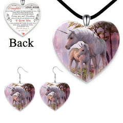 Owl Heart Crystal Pendant Necklace Earring Jewelry Set