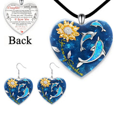 Heart Shaped Whale Necklace Earring Set for Girls