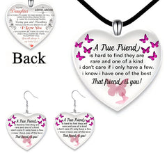 Heart Shaped Crystal Pendant Necklace Earring Set