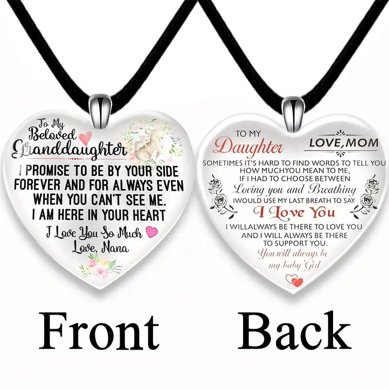 Love Heart Crystal Pendant Necklace Earring Set For Granddaughter