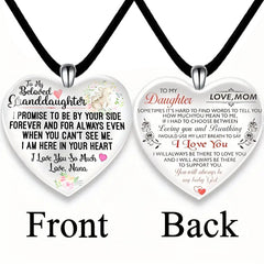Love Heart Crystal Pendant Necklace Earring Set For Granddaughter