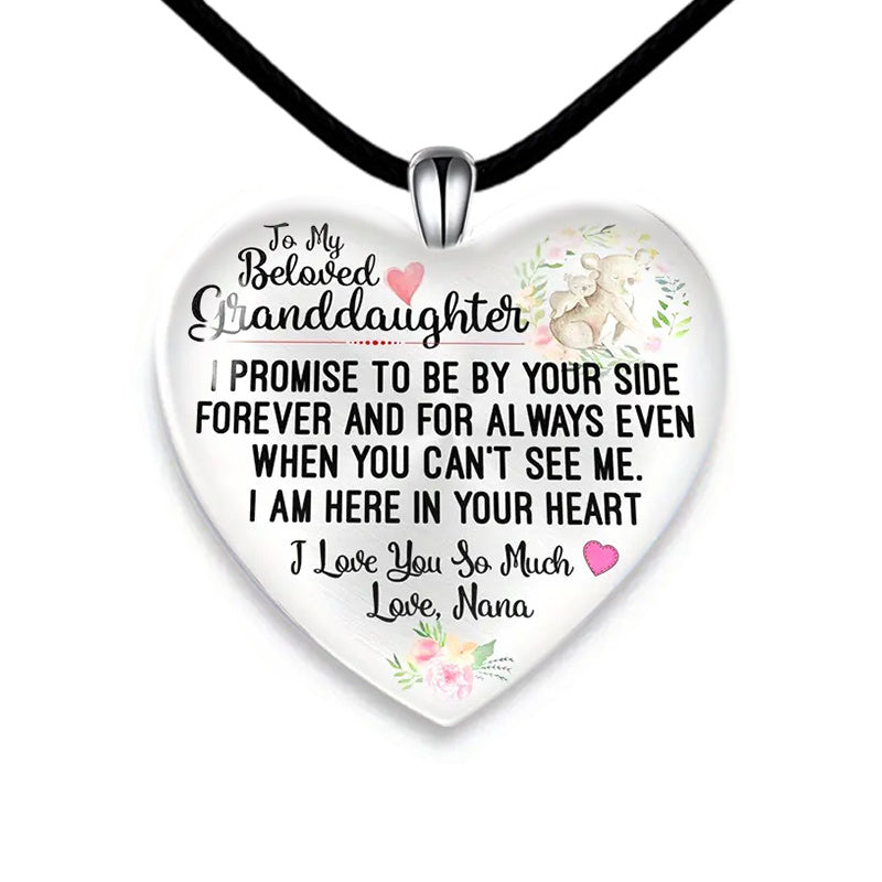 Love Heart Crystal Pendant Necklace Earring Set For Granddaughter