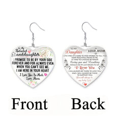 Love Heart Crystal Pendant Necklace Earring Set For Granddaughter