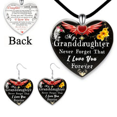 Heart Crystal Pendant Necklace Earring Set Wedding Gift