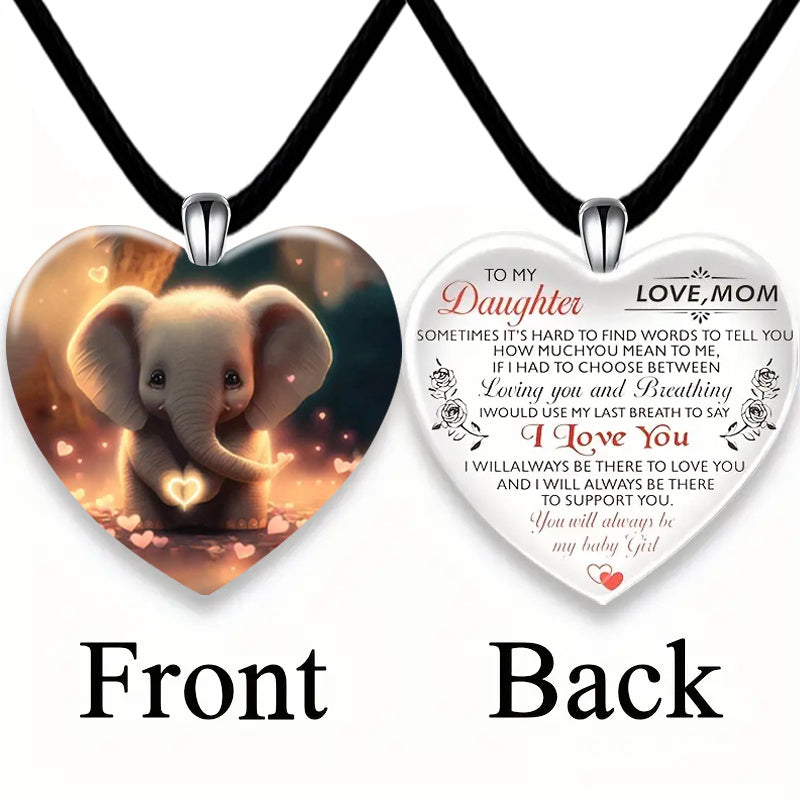 Elephant Heart Crystal Necklace Earring Set for Girls
