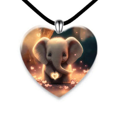 Elephant Heart Crystal Necklace Earring Set for Girls
