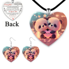 Panda Crystal Pendant Necklace Earrings Set for Party Wedding Gift