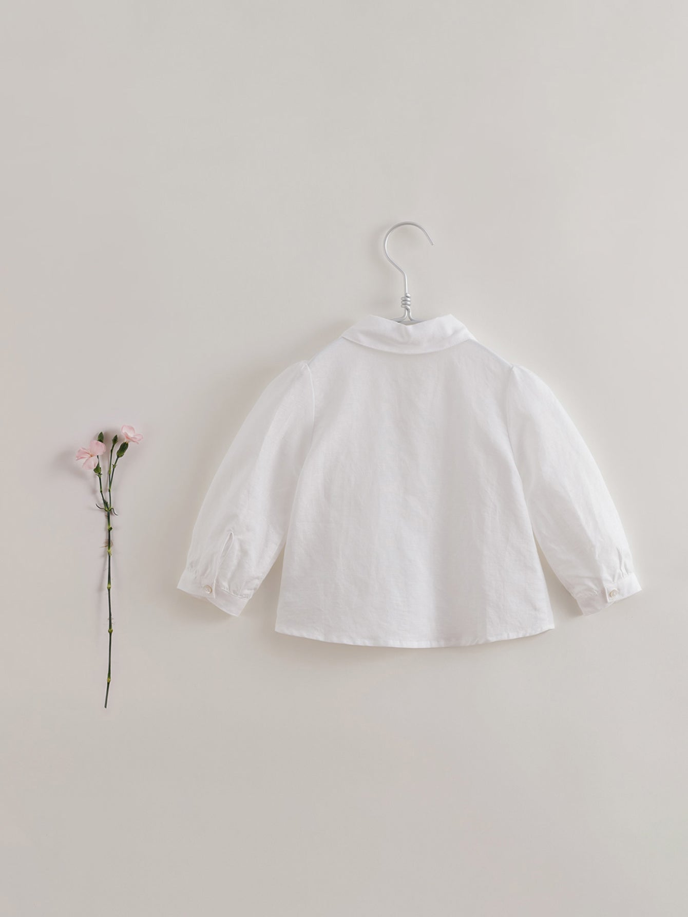 MARC&JANIE Girl's Linen Long Sleeve Shirt With Tie Neck