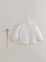 MARC&JANIE Girl's Linen Long Sleeve Shirt With Tie Neck