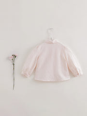 MARC&JANIE Girl's Linen Long Sleeve Shirt With Tie Neck