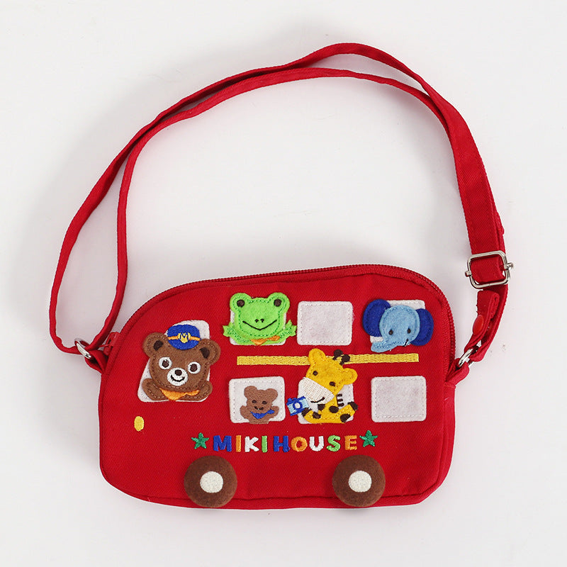 Shoulder Bag Cartoon Rabbit Bear Embroidery Crossbody Bag For Kids