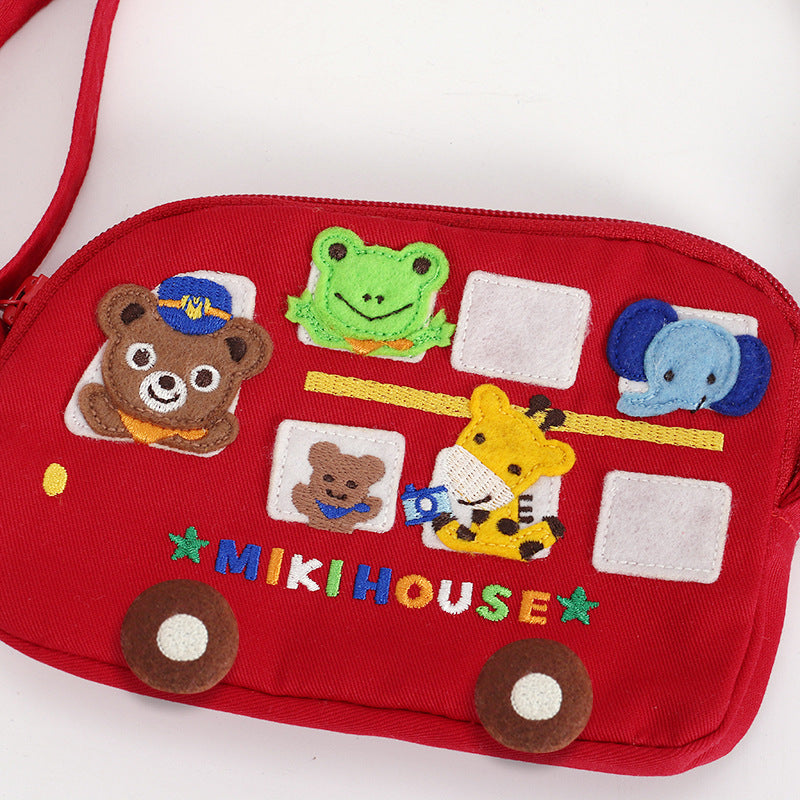 Shoulder Bag Cartoon Rabbit Bear Embroidery Crossbody Bag For Kids