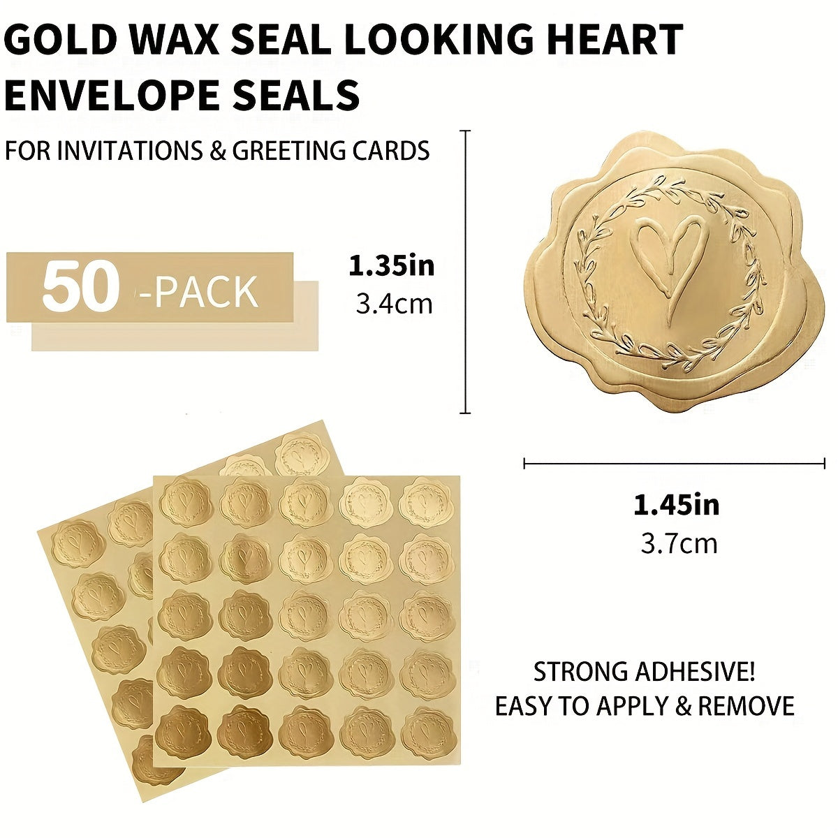 Pack Of 25 Embossed Heart Wax Seals - Envelope Seals for Invitations