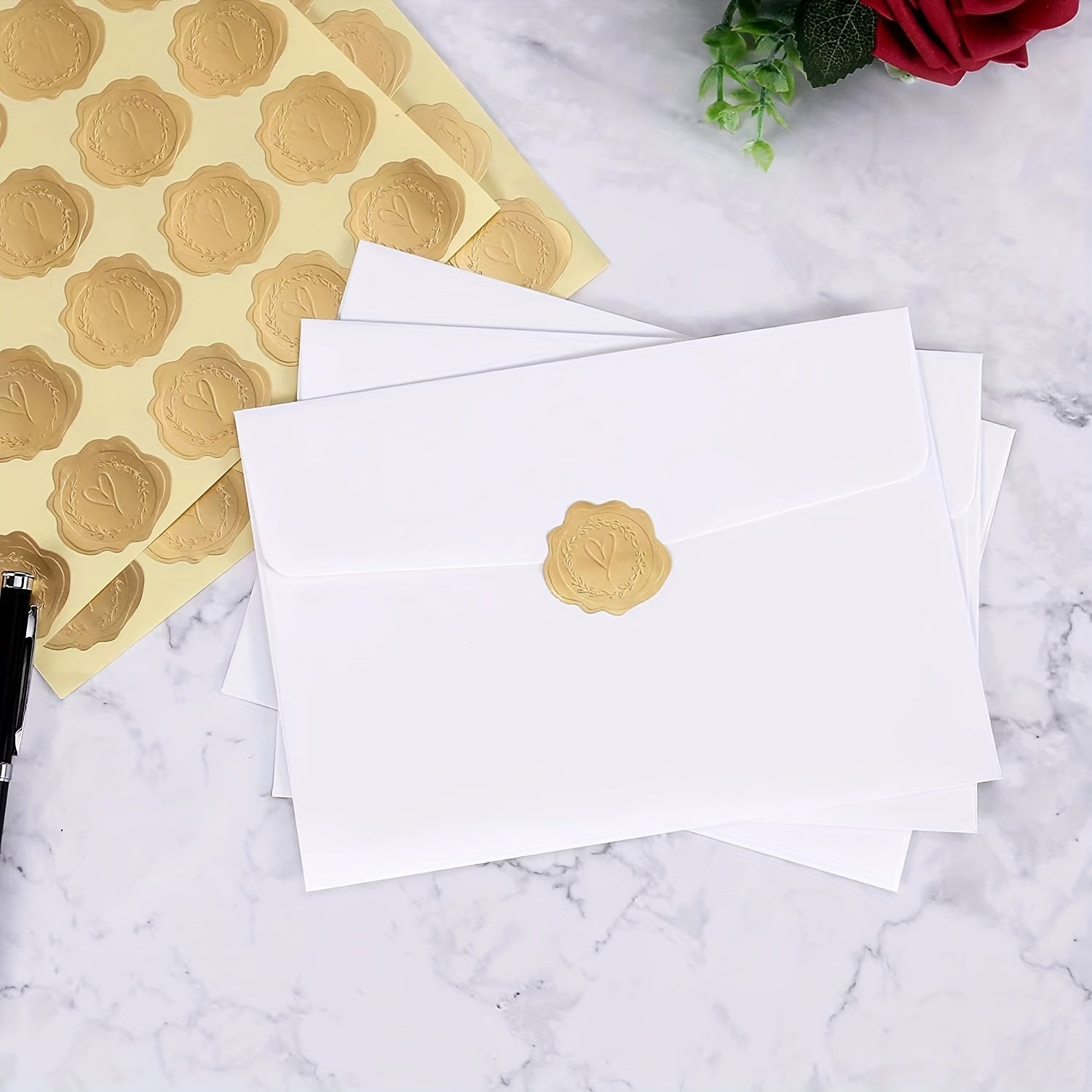 Pack Of 25 Embossed Heart Wax Seals - Envelope Seals for Invitations