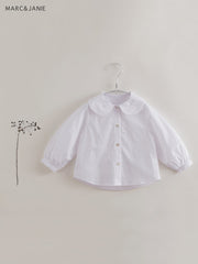 MARC&JANIE Girls Button Down Collared Shirt Preppy Style Kids Shirt