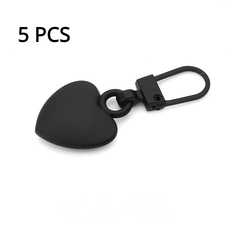5pcs Heart Zipper Pullers Sliders Repair Kits DIY Sewing Zippers