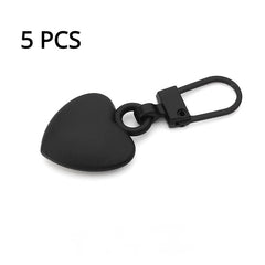 5pcs Heart Zipper Pullers Sliders Repair Kits DIY Sewing Zippers