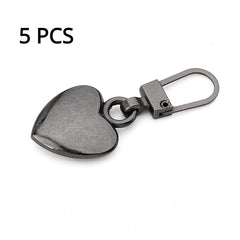 5pcs Heart Zipper Pullers Sliders Repair Kits DIY Sewing Zippers