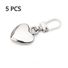 5pcs Heart Zipper Pullers Sliders Repair Kits DIY Sewing Zippers