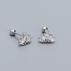 S925 Sterling Silver Rhinestone Crown Stud Earrings