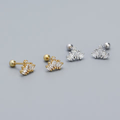 S925 Sterling Silver Rhinestone Crown Stud Earrings