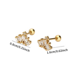 S925 Sterling Silver Rhinestone Crown Stud Earrings