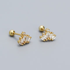 S925 Sterling Silver Rhinestone Crown Stud Earrings