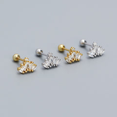 S925 Sterling Silver Rhinestone Crown Stud Earrings