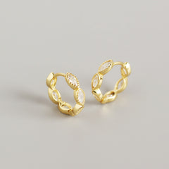 925 Sterling Silver Geometric Horse Eye Hoop Earrings