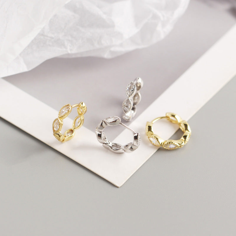 925 Sterling Silver Geometric Horse Eye Hoop Earrings