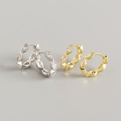 925 Sterling Silver Geometric Horse Eye Hoop Earrings